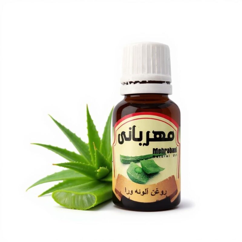 روغن آلوئه ورا مهربانی حجم ۱۸ میلی لیتر در بطری قهوه‌ای قطره‌چکان – آبرسان و ترمیم‌کننده طبیعی پوست خشک و حساس